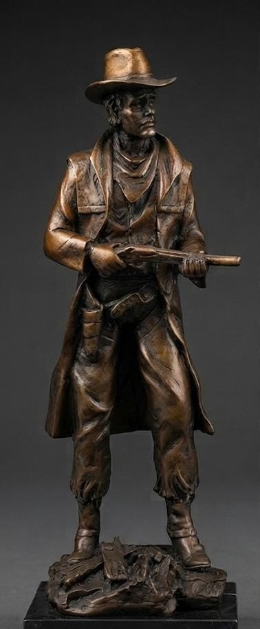 Bronze sculpture of a sheriff from West