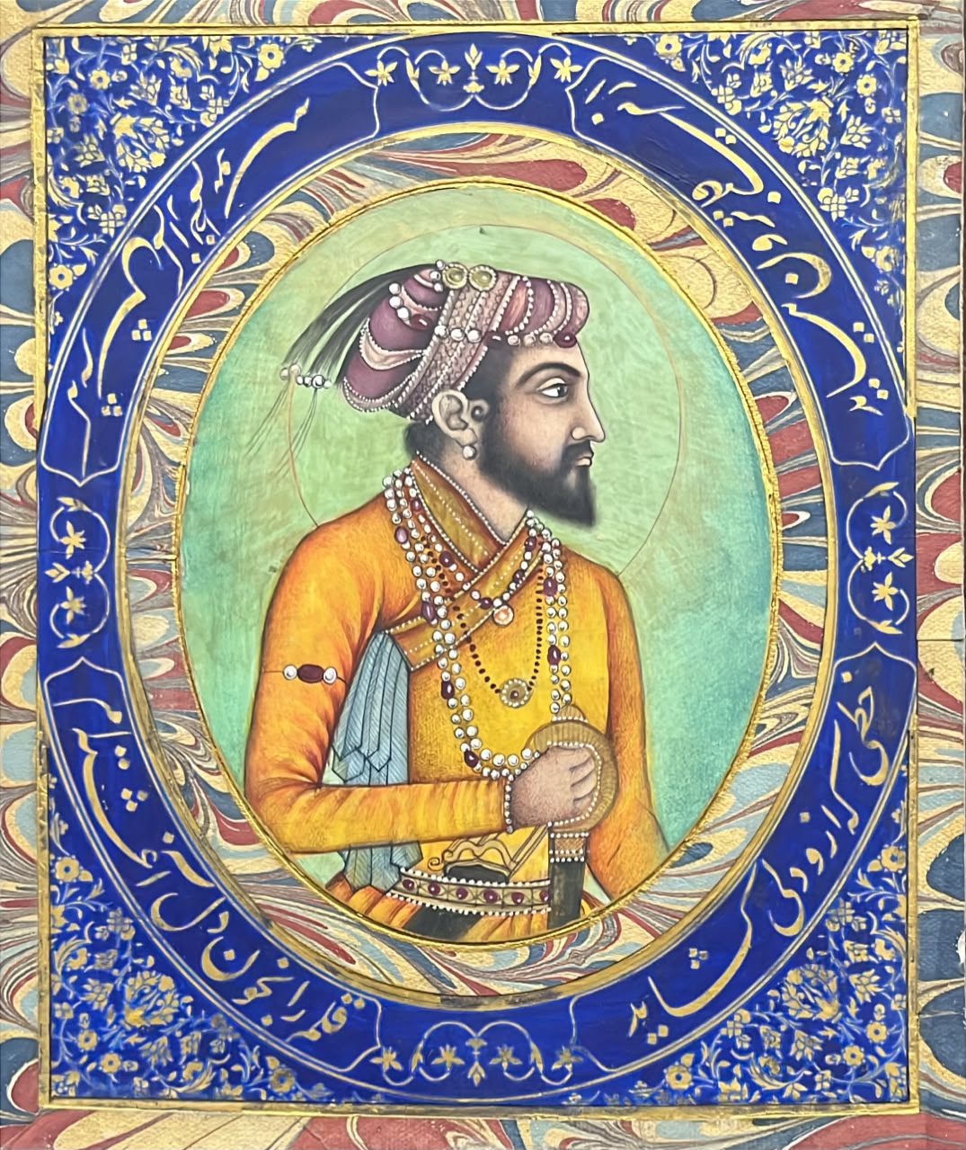 Islamic Mughal miniature handmade painting of "Nobleman"