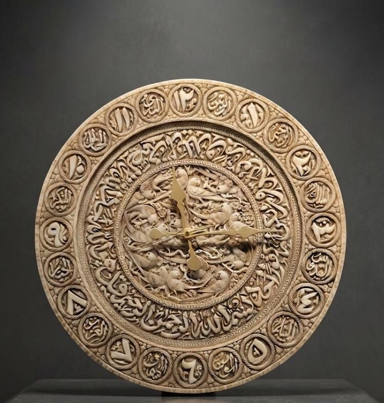 Handcrafted camelbone islamic clock panel