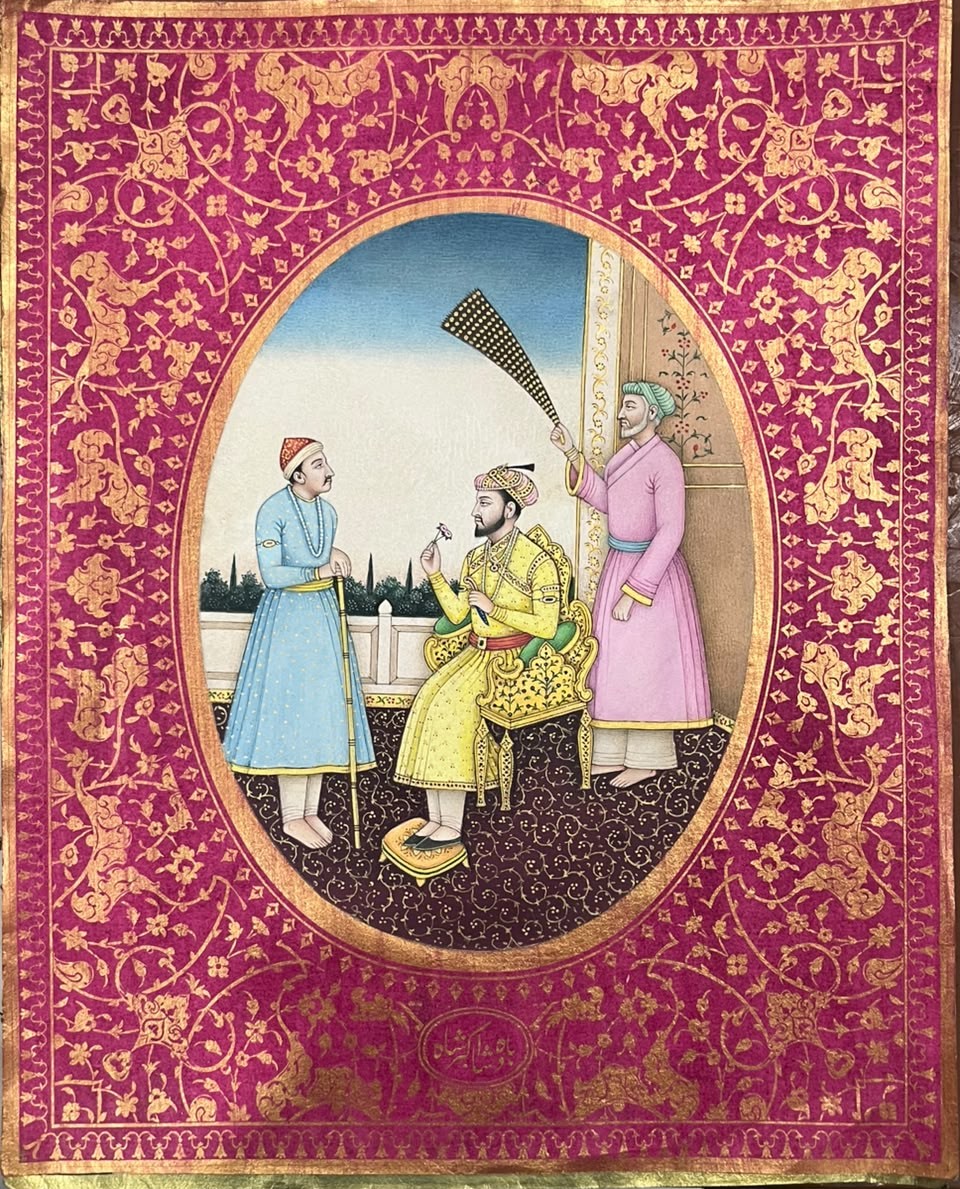 Mughal miniature painting portraying a royal court scene